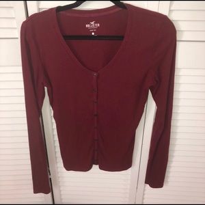 Hollister long sleeve burgundy slim tee